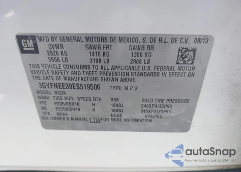 2014 Cadillac Srx Luxury Collection from USA, damaged, VIN 3GYFNEE39ES519506